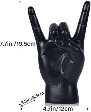 Qianling 77 Inch Black Resin Rock On Hand Statue