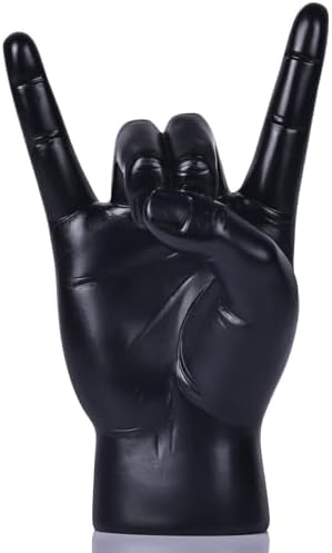 Qianling 77 Inch Black Resin Rock On Hand Statue