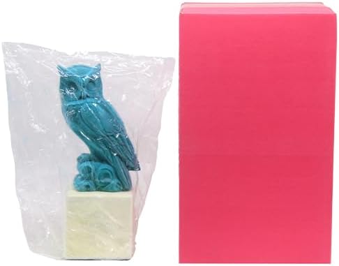 Turquoise Flocked Owl Sculpture for Home and Office Decor