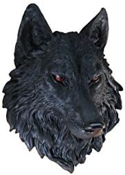 DWK Lucian Black Wolf Wall Statue Bust 16 Inch