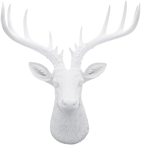 Top Brass 12 12 Inch Faux White Deer Head Wall Decor
