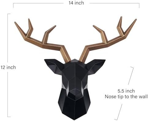 Keygift Geometrical Deer Head Wall Decor Black and Copper