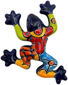 Talavera Pottery Frog Sculpture Handmade Cobalt 6 Inch