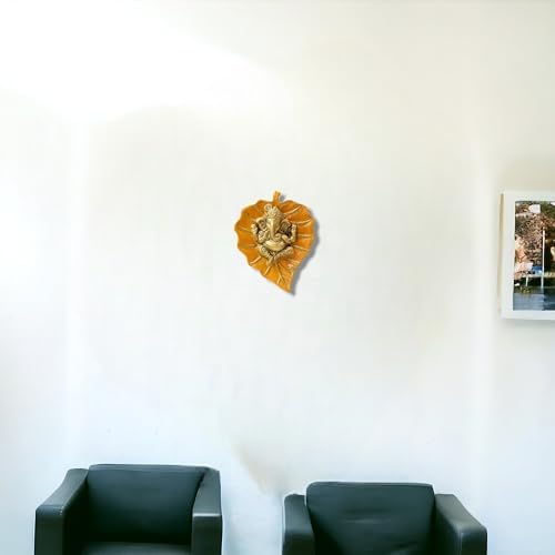 Charmy Crafts Ganesha On Leaf Wall Sculpture