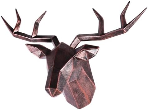 Copper Deer Head Wall Sculpture with Gold Accent