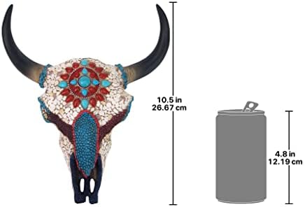 Mystic Plains Warrior Faux Gem Encrusted Cow Skull Wall Sculpture
