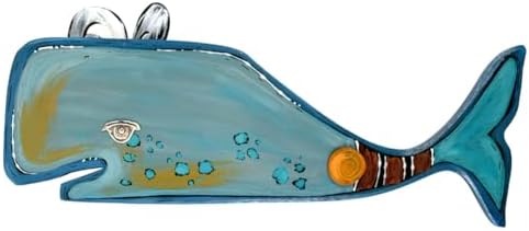 Modern Artisans Whimsical Carved Wood Whale Wall Sculpture 19 Inch