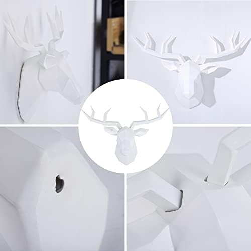 Solid Color 3D Deer Head Wall Decor for Home Office Bar Resin Animal Sculpture
