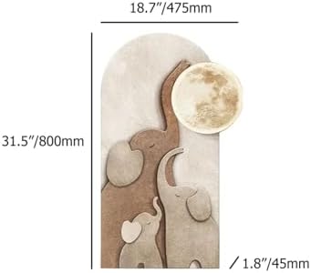 Homary 315 Inch LED 3D Acrylic Wall Sculpture Elephant Moon Art Decor