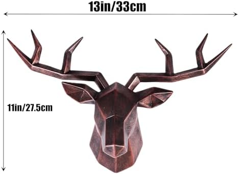 Copper Deer Head Wall Sculpture with Gold Accent