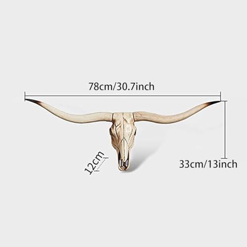 Long Horn Bull Skull Wall Decor Art Sculpture