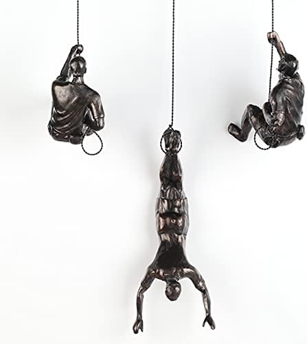Large Set of 3 Climbing Man Wall Art Decor Sculptures