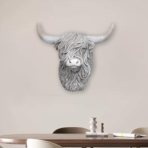 Resin Highland Cow Wall Decorations Brown