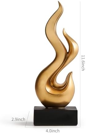 Modern Abstract Art Flame Statue Gold Resin Sculpture for Living Room and Office Decor
