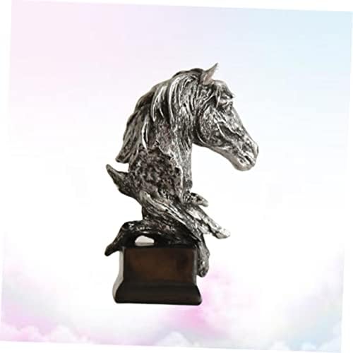 VICASKY Mini Horse Head Silver Decorative Figurine