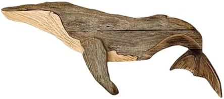 3D Wooden Whale Wall Sculpture Decor for Ocean Theme