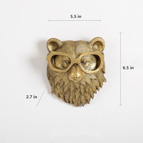 5pcs Animal Heads Wall Decor Bronze Resin Sculptures