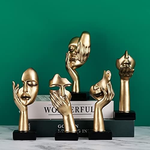 Black Gold Art Thinker Figurines 2PCS 65 Inch Home Decor