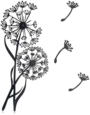 Urbraneco 4PCS Dandelion Wall Decor Black