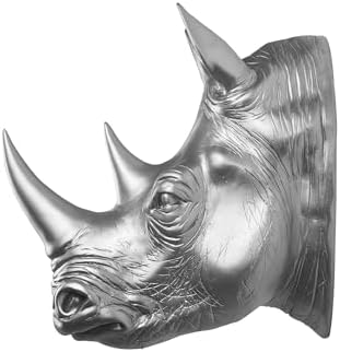 Rhino Head Wall Sculpture in Silver