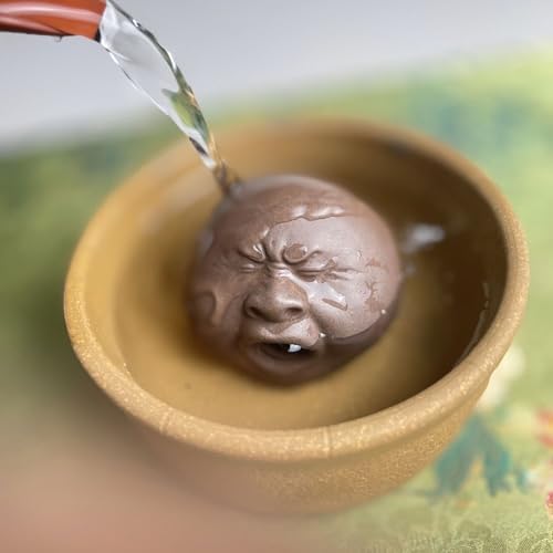 Funny Yawning Face Tea Pet Zisha Handmade Purple Clay Statue