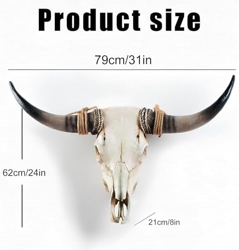 KIWZXKA Longhorn Cow Skull Wall Decor - Handmade Faux Taxidermy Art