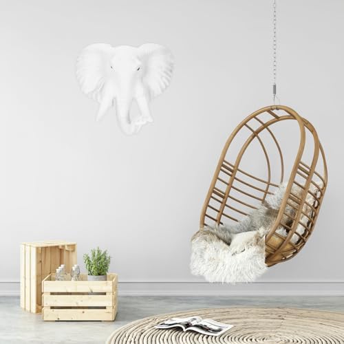 MAGICLULU Head Wall Sculpture Elephant Hanging Art Decor for Wild Animal Lovers White