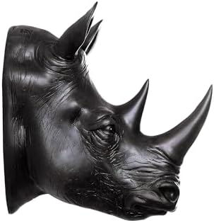 Hi-Line Gift Ltd Rhino Head Wall Art Statue Black