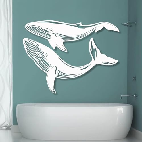 Modern Blue Whale Metal Wall Art 24x14 60x35 cm