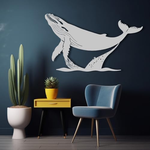 XXQ Whale Metal Wall Art - 30x18 Inch Decor