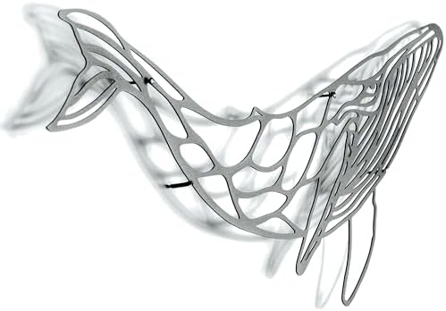 keluly Metal Wall Sculpture with Shadow Design Whale 43 x 31 cm