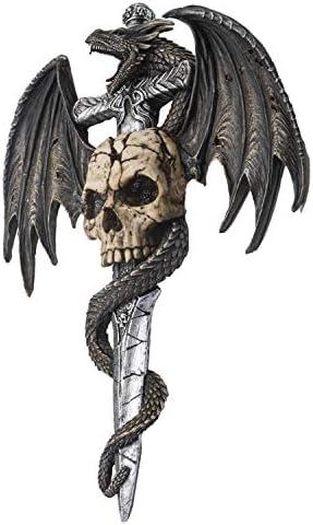 SUMMIT COLLECTION Spiral Dragon Skull Dagger Wall Sculpture