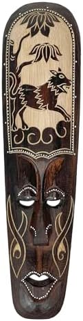 Artisan-Carved Wooden African Animal Wall Masks Set of 5