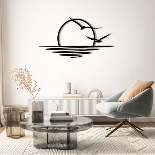 OZF Sunrise and Seagull Wall Decor Art
