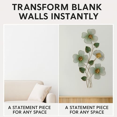 3D Daffodil Metal Wall Art - 36x20 Vertical Decor