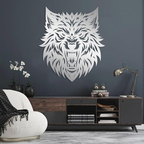 Wolf Head Metal Wall Art - Gold 17x19 Wall Decor