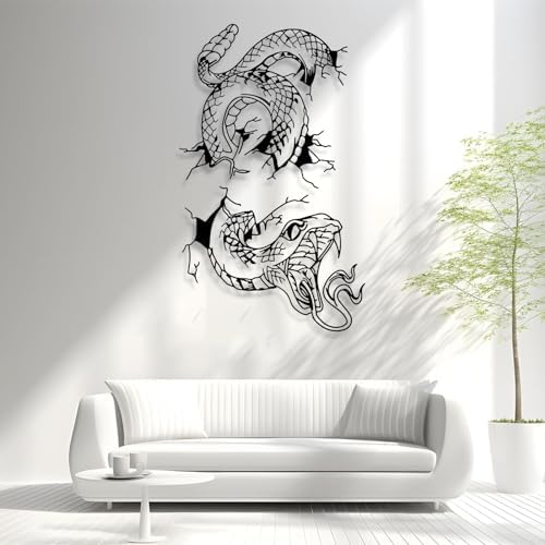 Silver Snake Wall Art 30x18 Inch Decor