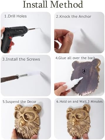 Gold Animal Head Wall Sculpture for Home Decor