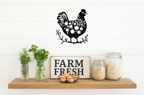 SHIMANY Black Metal Chicken Wall Sculpture