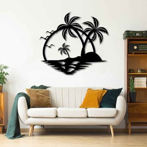 Cadeali Tropical Beach Metal Wall Art 24x26 Inches
