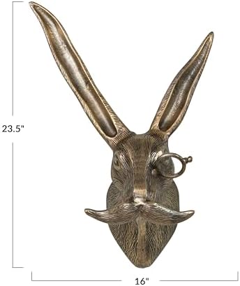 Creative Co Op Cast Aluminum Rabbit Head Wall Decor