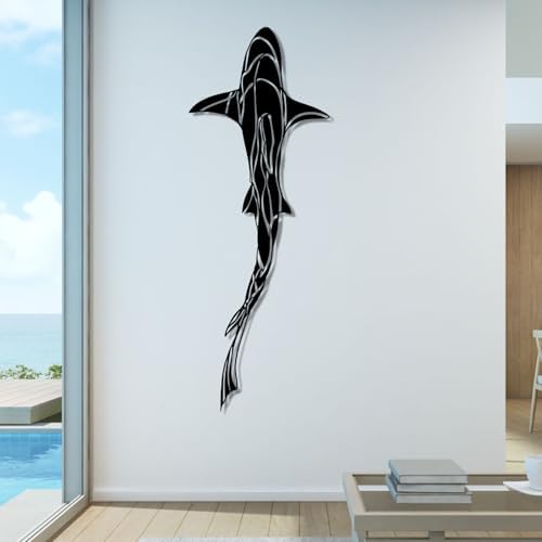 Shark Metal Wall Art 19x7 Inch Ocean Decor Sign