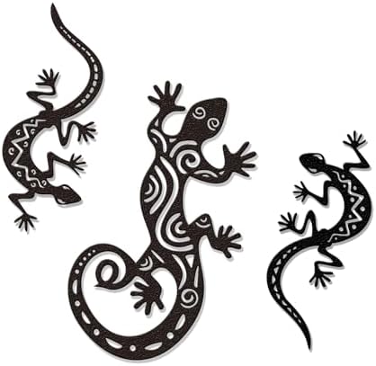 Elegant Black Gecko Wall Sculpture Set of 3