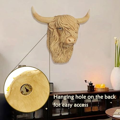 Resin Highland Cow Wall Decorations Brown