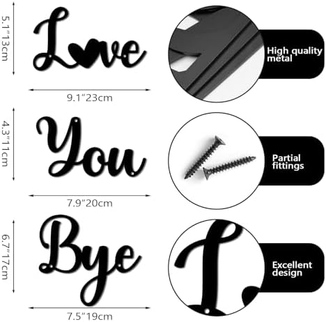 Pinetree Art Love You Bye Metal Signs Black Wall Art