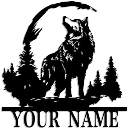 Personalized Wolf Metal Wall Art Sign