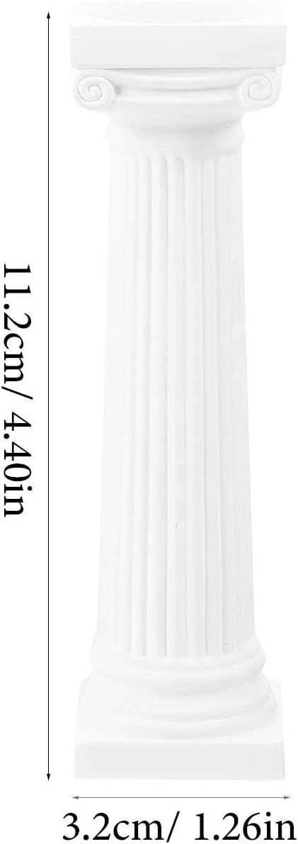 6pcs Roman Pillar Statue Decor - White Plastic Mini Figurine for Home and Wedding