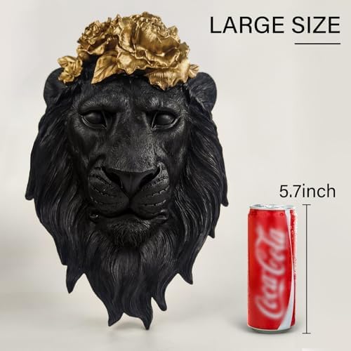 GUSFREUD Unique Animal Head Wall Decor - Faux Lion Sculpture for Home Office and Bedroom