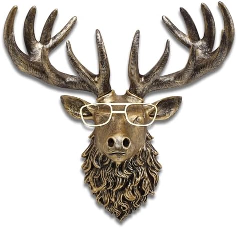 JJALIGHTS Vintage Deer Wall Sculpture Resin Decoration