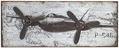 Deco 79 Metal Airplane Wall Decor Propeller Sculpture 46 x 18 inches Silver